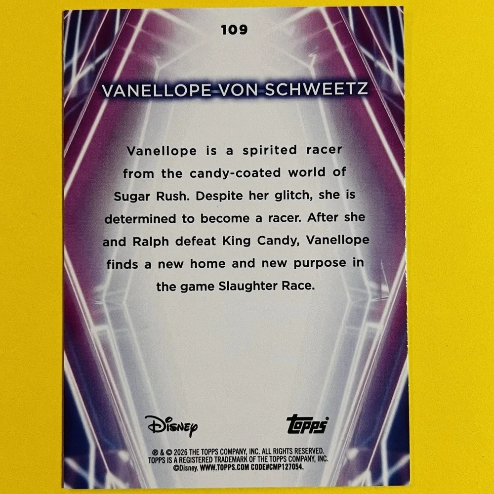 2026‎ Topps Chrome Disney Neon Vanellope von Schweetz #109 Rainbow Refractor